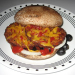Veggie burger on portabella caps Veggie burger on portabella caps